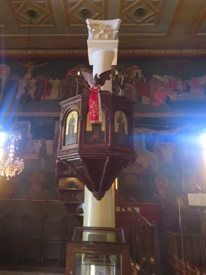 Pulpit at Holy Cathedral of the Assumption of Virgin Mary, Kalavryta