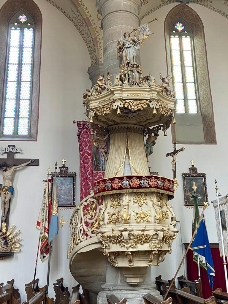 Preekstoel in Pfarrkirche, Vols am Schlern