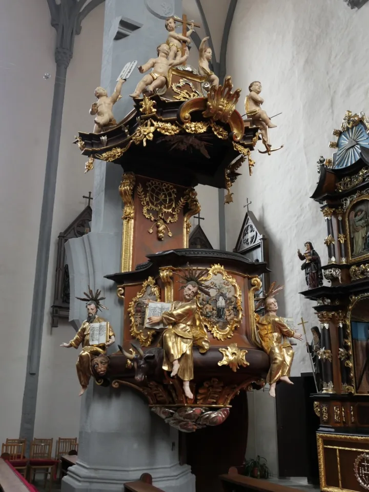Preekstoel in Kostel Svateho Jakuba, Prachatice