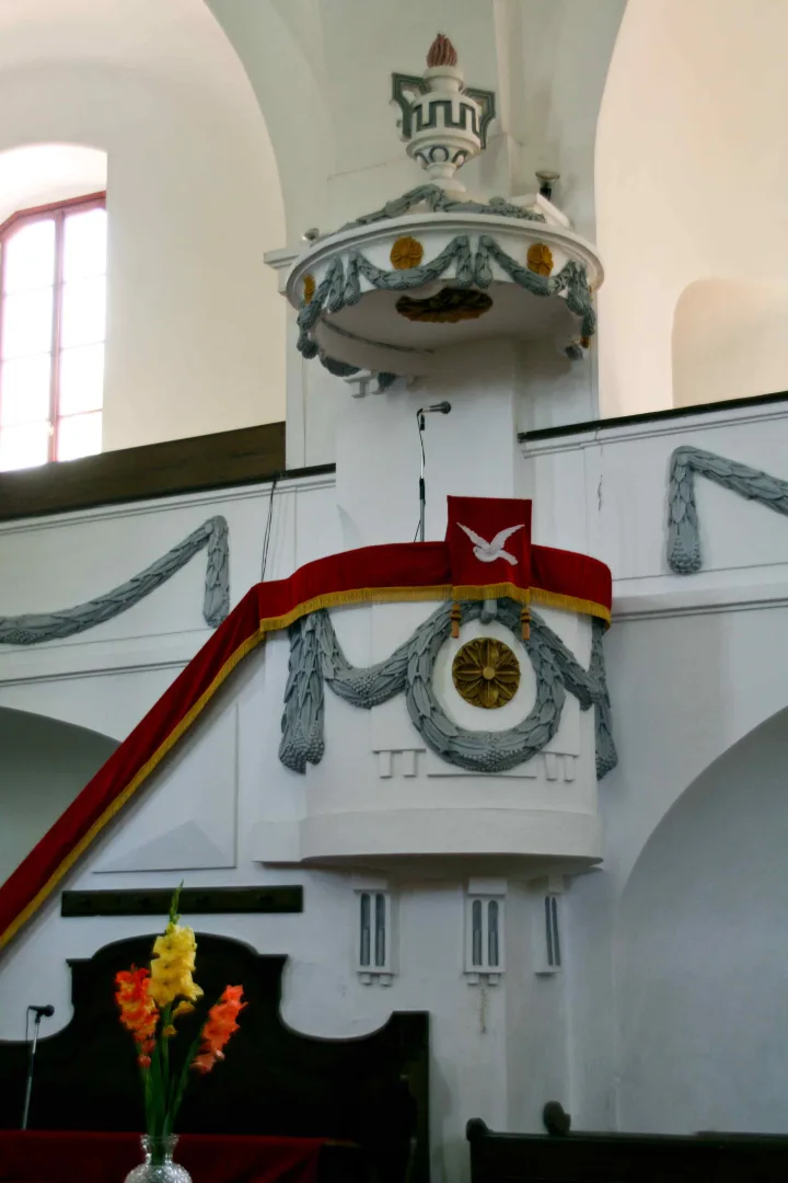 Preekstoel in Lutherse kerk, Szabadszallas