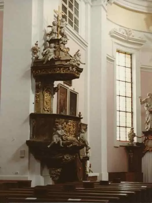 Pulpit at Kostel sv.Jakuba Vetsiho, Jicin