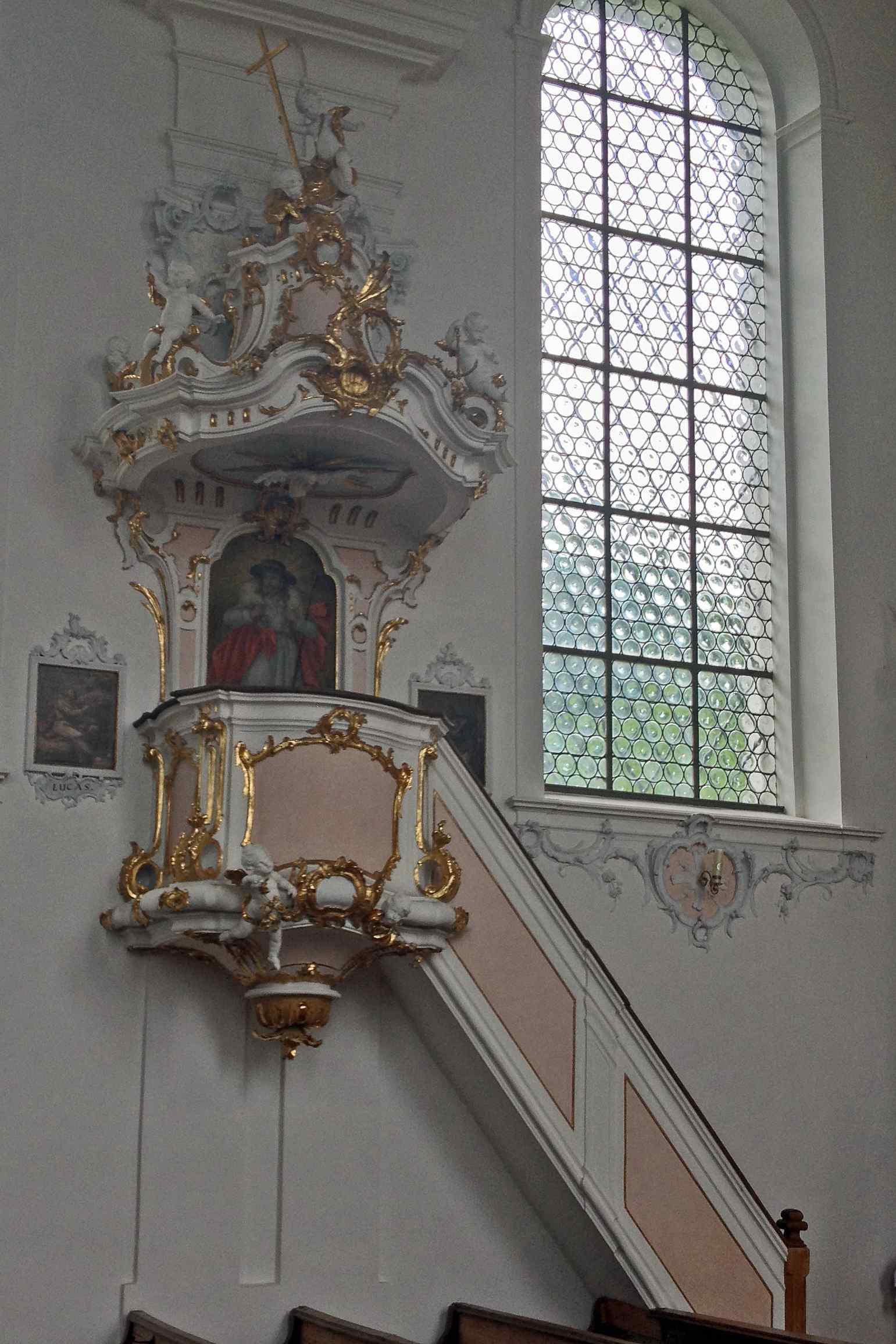 Preekstoel in Pfarrkirche St Johann Baptist, Wessobrunn